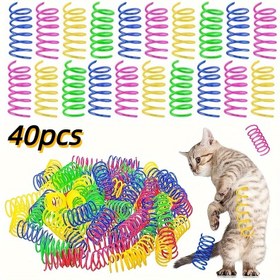 Resim 40 adet Renkli Spiral Bahar Kedi Oyuncakları - Dayanıklı Etkileşimli Zıplayan Oyuncaklar, Kapalı Kediler İçin, Yavru Kediler İçin Çekici Oyuncağı, Orta Irk Önerisi, Polipropilen Malzeme, Pil Gerektirmez, Kedi Eğlencesi | Eğlenceli Tasarım | Dayanıklı Polipropilen 