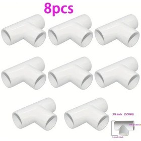 Resim Willowhaven 3 4 Inç 8 Adet T Tipi 3 Yollu Pvc Bağlantı Fittingi Dıy Bahçe Rafı Sera 