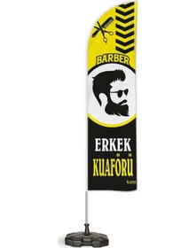 Resim Erkek Kuaförü Temalı 2 Adet Yelken Bayrak ve 1 Bariyer Duba Takımı 