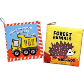 Resim 2 Kitap Tox İngilizce İş Makinaları Ve Orman Hayvanları Kumaş Sessiz Kitap E118 E127 - Bez Kitap , Eğitici Oyuncak , Yumuşak Ve Hışırtılı 