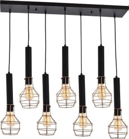 Resim Avonni Av-60104-7Y-Bsy Bakır/Siyah Boyalı Modern Avize, E27 