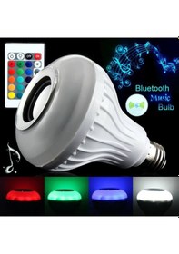 Resim Bluetooth Led Ampul Hoparlör Kumandalı Kablosuz Ses Bombası RGB 