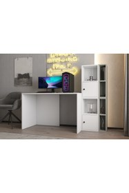 Resim nettrends.net the new trend of shopping Profesyonel Oyuncu Masası Gaming Bilgisayar Masası -Kitaplık Seti Yeşil Beyaz PNR-OYNM-1008 