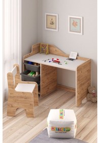 Resim Miracle 3d Çocuk Oyun Aktivite Masası 90x45 Cm 3 Sepetli Çocuk Çalışma Masası - Sırt Dayamalı Sandalye Çam 
