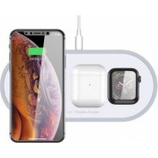 Resim Polham 3in1 Wireless Şarj Kablosuz Şarj iPhone Uyumlu Apple Watch Uyumlu AirPods Şarj Huawei Samsung Xiaomi Şarj 