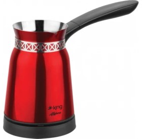 Resim King K 441 E Allaturca Kırmızı Paslanmaz Çelik Türk Kahvesi Makinesi 