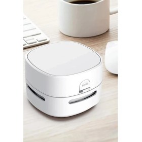 Resim Mini Masa Üstü Pilli Kırıntı Temizleme Robotu Beyaz 