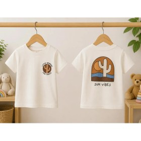 Resim Tuffy Sun Vibes Kaktüs Baskılı Bebek T-Shirt Beyaz 