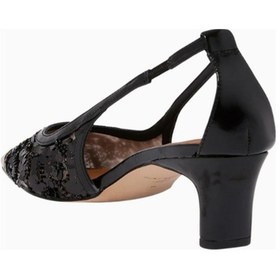 Resim Kurt Geiger Regent 55 Low Open Court Mules, Parıltılı Siyah File Ve Antik Pirinç Babet 35 
