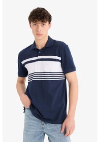 Resim DeFacto Regular Fit Polo Yaka Kısa Kollu Çizgili Tişört D7600AX25SPNV135 