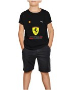Resim F1 Ferrari Siyah Çocuk Tişört Siyah 