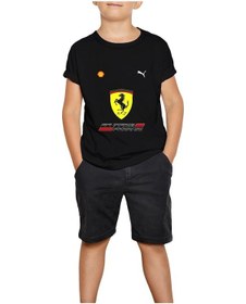Resim F1 Ferrari Siyah Çocuk Tişört Siyah 