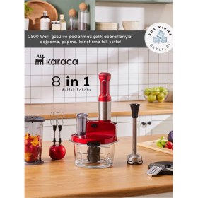 Resim Karaca Sebze, Et ve Meyve Dilimle Doğra Karıştır Rendele Çırp Smoothie Yap 6 Bıçaklı 2500W Yüksek Güçlü Premium Mutfak Robotu & Blendır Inox 