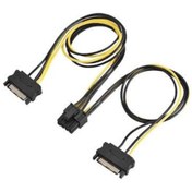Resim 2x SATA to 6+2 Pin 8 Pin Ekran Kartı Güç Çevirici Dönüştürücü 18 AWG Kablo 20 CM 