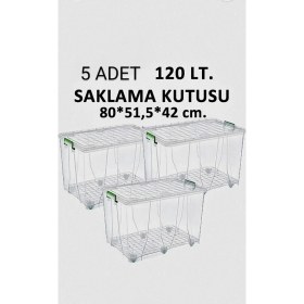Resim Mega Saklama Kutusu Tekerlekli 120 Lt 5 Adet 