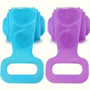 Resim Duş için 2 adet Büyük Silikon Sırt Fırçası - Peeling & Derinlemesine Temizlik Vücut Fırçası, Erkekler & Kadınlar için Rahat Masaj, Cilt Sağlığını Teşvik Eder 