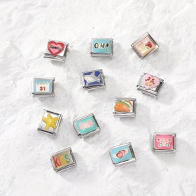 Resim 1 adet Trendy Lüks Modüler Bileklik Şarj Seti - Çiçek, Kalp, Kelebek Tasarımı "SEVGİ", "OH!", "ÖPÜŞ" Oyması ile, 316L Paslanmaz Çelik DIY Aksesuarı Doğum Günü ve Yıl Dönümü için, Romantik Hediye Fikri, Romantik Hediye | Oynamak İçin Tasarım | Dayanıklı Çelik, Kelebek Takı 