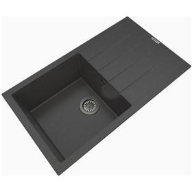 Resim Polex Cristalüx Granit Evye P-SX1 Antrasit Tezgah Altı Ve Tezgah Üstü Mutfak Evyesi 86x49.5 CM 