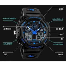 Resim Besthome1 Skmeı Erkek Spor Saati: Çift Zaman, Kronometre, Alarm, 5atm Su Geçirmez, Işıklı İğneler, Klasik Dairesel Dial, Renkli Çok Renkli 