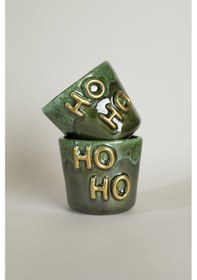 Resim Gleam Yeşil Seramik El Yapımı Mug Fincan 2li Set Altın Kaplama Ho Yeşil 