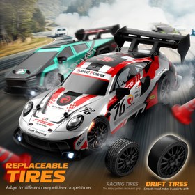 Resim 1:24 Ölçekli Mini RC Kayma Arabası, Gerçekçi Tasarım ve Şık Aerodinamik Özelliklere Sahip 2.4GHz Oyuncak Araba - Siyah/Sarı ve Kırmızı/Beyaz Renk Schemeleri, USB Şarj Edilebilir Pil, Erkek ve Kız Çocukları İçin Mükemmel Hediye (Doğum Günü, Cadılar Bayramı, Noel) 