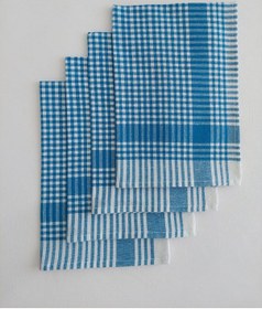 Resim Pamuklu Turkuaz Renkli Pöti Kareli 4'lü Kurulama Bezi,peçete 