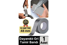 Resim 1 Adet Ekstra Güçlü Dayanıklı Su Geçirmez Sızdırmaz Yalıtım Izolasyon Gri Tamir Bandı 10 mt 48 mm 
