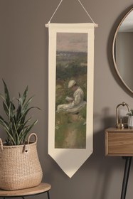 Resim Duvar Halısı Pinterest Oda Dekoru, Monet Sanat Serisi, 100cm Kanvas Flama Askılı Duvar Örtüsü NO:641 - Renkli - 19 / 30 x 100 