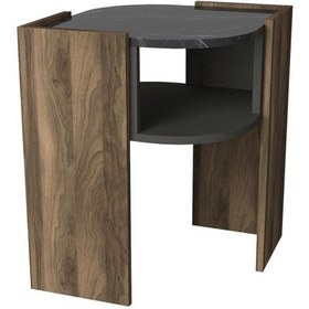 Resim Dekorister Exclusive Marbel Koltuk Yan Sehpa Ceviz-Mermer 