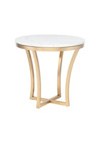 Resim Mayer Gold Ayak Beyaz Mermer Yan Sehpa 