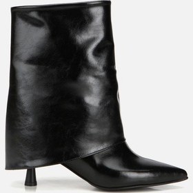 Resim Kadın Rugan Siyah Pantolon Görünümlü Topuklu Bot Siyah 