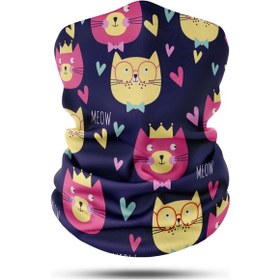 Resim Kedi Meow Desenli Motosiklet Bandana Boyunluk Outdoor Balaklava 