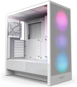 Resim NZXT H5 Flow RGB 2024 - Kompakt ATX Mid-Tower PC Oyun Kasası - Yüksek Hava Akışı - F360 RGB Çekirdek (CV) Dahil - 360mm Ön ve 240mm Üst Radyatör Desteği - Kablo Yönetimi - Temperli Cam - Beyaz 