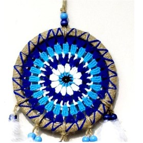 Resim Nazar Boncuğu Desenli Dream Catcher El Yapımı Kuş Tüylü Rüya Kapanı Duvar Süsü 