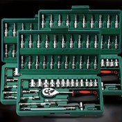 Resim 46 adet 1/4 İnç Sürücü Soket Ratchet Anahtar Seti, Bit Soket, Uzatma Çubukları ve Depolama Kutusu ile - Otomatik Tamir ve Ev Kullanımı için İdeal, Otomatik Tamir Araçları | Profesyonel Araç Seti | Dayanıklı İnşaat, Soket Seti 
