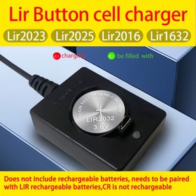 Resim CR2032, LIR2032 2025 2016 1632 düğme pili şarj cihazı için mükemmel bir yedek, CR2032'nin yerini alır ve bir saat içinde hızlı bir şekilde şarj eder. Şarj edilebilir bir pil olan LIR2032, 2025, 2016 kullanılmalıdır. CR ile başlayan piller şarj edilemez 