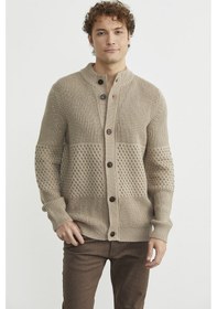 Resim Sementa Petek Motifli Dik Yaka Triko Hırka - Kamel Kamel 