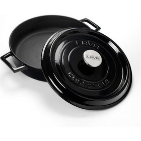 Resim Lava Döküm Çok Amaçlı Yayvan Tencere Çap Ø 28 Trendy Serisi - Siyah Siyah 