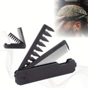 Resim 2'si 1 Arada Katlanabilir Saç & Sakal Tarağı - Geniş & İnce Dişli, Seyahat için Taşınabilir, Dayanıklı ABS Plastik 