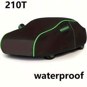 Resim Zipli Kapıları Olan 210T Ağır Hizmet Tipi Su Geçirmez Rüzgar Geçirmez UV Koruma Araba Örtüsü - SUV, Sedan, Hatchback ve Pikap Kamyonlar için Her Hava Koşuluna Uygun Dış Mekan Koruyucu 