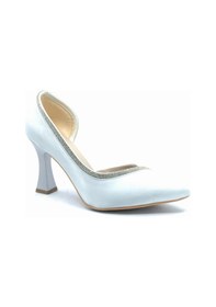 Resim Feles Kadeh Topuk Saten Taşlı Stiletto Kadın Topuklu Ayakkabı GÜMÜŞ 