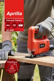 Resim Aprilla Ajs-4666 Ayarlanabilir Tabanlı Dekupaj Testere – 350W, 3000r/dak, Toz Emme Uyumlu 