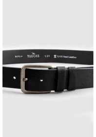Resim Tudors Erkek %100 Hakiki Deri 4 Cm Spor Siyah Kemer-23780 Siyah 
