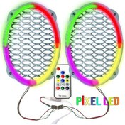 Resim Pixel Ledli Oval Hoparlör Kapak Gümüş 2 Adet Poke Pk-6301 