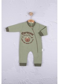 Resim Persona Bear Nakışlı Pamuk Erkek Bebek Tulum Yeşil 