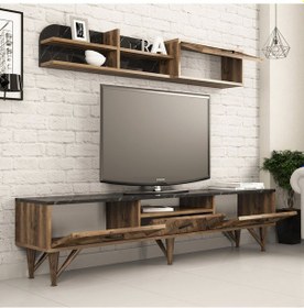 Resim Variant Londra Tv Ünitesi Ve Sehpa Takımı - Ceviz/Siyah Mermer 