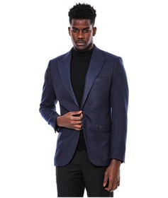 Resim Wessi Slim Fit Desenli Koyu Mavi Erkek Ceket Koyu Mavi 