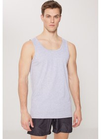 Resim AC&Co / Altınyıldız Classics Erkek Standart Fit Normal Kesim %100 Pamuk 2'li Atlet Paketi - Grı Melanj Gri Melanj 