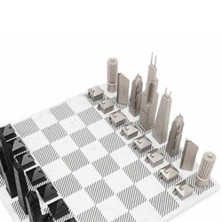 Resim Paslanmaz Çelik Mermer Satranç Takımı Chicago 