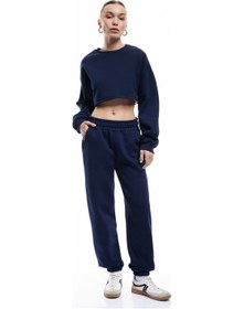 Resim Koton Şardonlu Cepli Beli Lastikli Oversize Jogger Eşofman Altı Lacivert 6wal40017ık Lacivert 